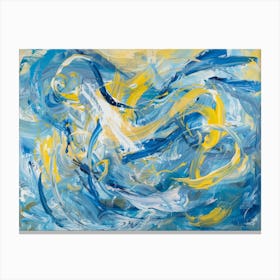 Blue And Yellow Abstract Painting 3 Canvas Print