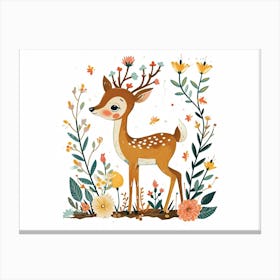 Little Floral Deer 1 Canvas Print