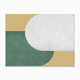 Halfmoon Colorblock - Mid-century Modern Abstract Minimalist Green White Gold Canvas Print