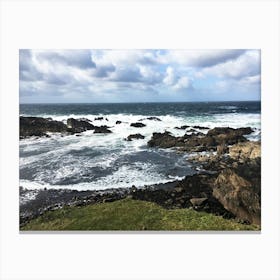 Waves On A Rocky Beach Canvas Print