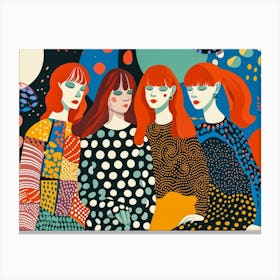 Three Women In Polka Dots 1 Canvas Print
