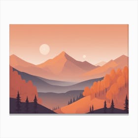 Misty mountains horizontal background in orange tone 39 Canvas Print