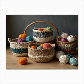 Baskets Of Yarn Canvas Print