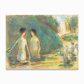 Bathers Tending Geese (ca. 1895), Camille Pissarro Canvas Print