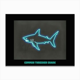 Neon Blue Common Thresher Shark 3 Poster Canvas Print