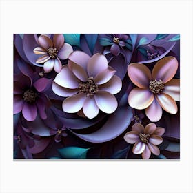 3d Flowers In Purple Canvas Print