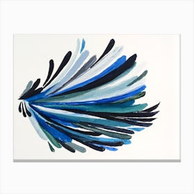 Blue Feather Fly Bird Painting Canvas Print