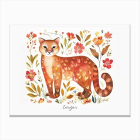Little Floral Cougar 1 Poster Canvas Print