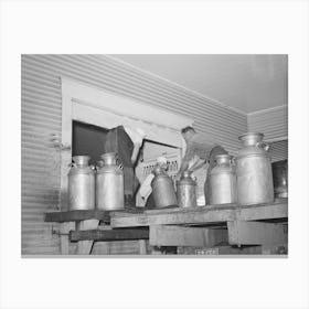 Cans Of Milk Arriving Early In The Morning At The Tillamook Cheese Plant, Tillamook, Oregon By Russell Lee Canvas Print