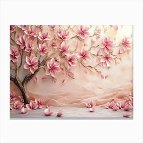 3d Picture of a Tree with Pink Flowers Background 1 Canvas Print