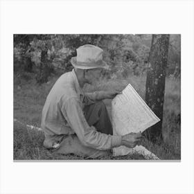 Untitled Photo, Possibly Related To White Migrant Agricultural Worker From Texas Studying The Map While Stopped Canvas Print