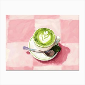 Matcha Latte Pink Checkerboard 1 Canvas Print