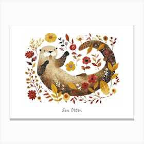 Little Floral Sea Otter 1 Poster Canvas Print