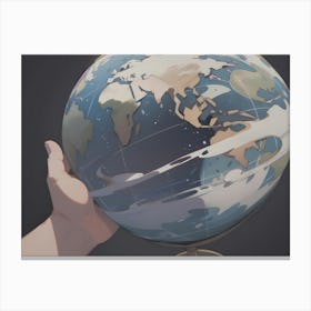 Hand Holding A Globe Canvas Print