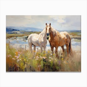 Horses Painting In County Kerry, Ireland, Landscape 4 Canvas Print