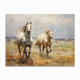 Horses Painting In Mongolia, Landscape 4 Canvas Print