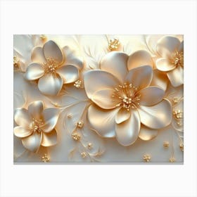 Flowers In Gold and Cream Colors Canvas Print