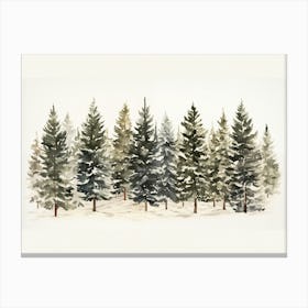 Winter Serenity Watercolor Of Snow Covered Pine Forest Canvas Print