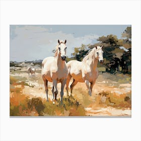 Horses Painting In Andalusia, Spain, Landscape 2 Canvas Print