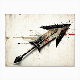 Arrow Icon Embodying Progress And Time Incorporates A Grunge Aesthetic With Splattered Paint On A V (1) Canvas Print