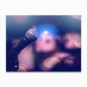 Microphone On Stage Canvas Print