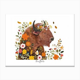 Little Floral Buffalo 3 Poster Canvas Print