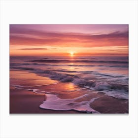 Sunset On The Beach Paintings Art Print 12 Canvas Print