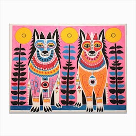 Wolf 1 Folk Style Animal Illustration Canvas Print