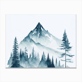 Mountain And Forest In Minimalist Watercolor Horizontal Composition 385 Canvas Print