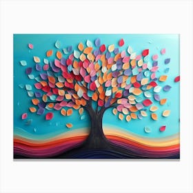 Colorful Tree With Multicolor Leaves 4 Canvas Print