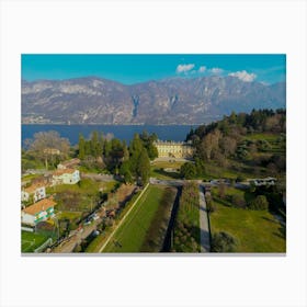 Villa on Lake Como. Aerial Photo Lago Di Como, Italy, Bellagio, Lombardy, Italy Wall Art. Canvas Print