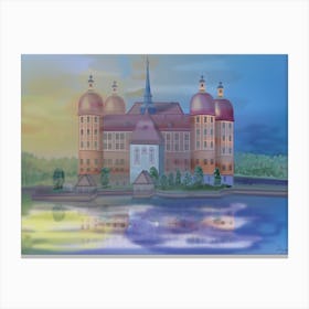 Landscape With Moritzburg Castle In The Fog On A Lake In Germany Canvas Print