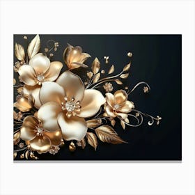 Gold Flowers 1 Canvas Print