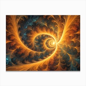 Abstract Image Of Swirling, Flowing Patterns In Shades Of Orange, Gold, And Blue, Resembling A Galaxy Or A Cosmic Event Canvas Print