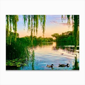 Ducks In The Pond 1 Canvas Print