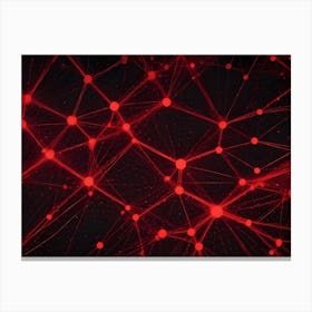 An Abstract Background Of A Network Of Interconnected Nodes, Rendered With Red Lines And Glowing Dots On A Black Background Canvas Print