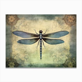 Vintage Dragonfly Floral 3 Canvas Print