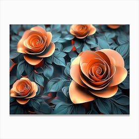 3d Roses Abstraction Painting Canvas Print