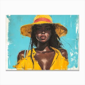 Illustration of an African American woman at the beach 38 Canvas Print