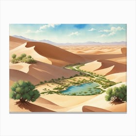 Green Oasis Amidst The Desert Sands Canvas Print