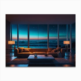 Living Room At Night 2 Canvas Print
