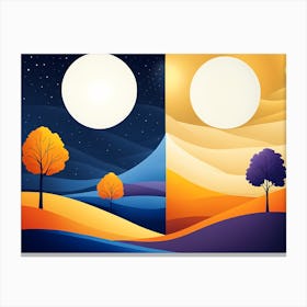 DAY AND NIGHT VECTOR ART 1 Canvas Print