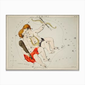Sidney Hall’s (1831), Astronomical Chart Illustration Of The Zodiac Gemini Canvas Print
