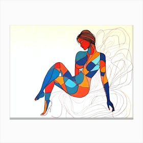 Abstract Woman Sitting On A Chair Canvas Print