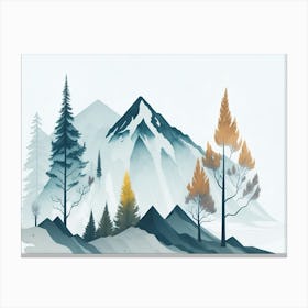 Mountain And Forest In Minimalist Watercolor Horizontal Composition 374 Canvas Print