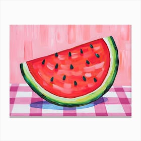 Watermelon Pink Checkerboard 3 Canvas Print