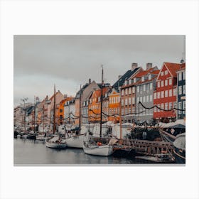 Nyhavn Copenhagen Harbour On A Cloudy Day 2 Canvas Print