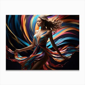 Woman In A Colorful Dress 3 Canvas Print