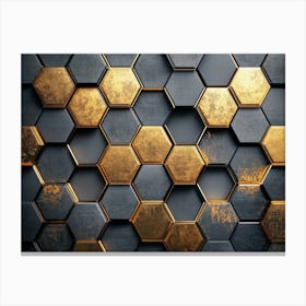 Abstract Gold Hexagonal Pattern Canvas Print