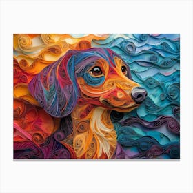 Dachshund Paper Quilling Dog Portrait Canvas Print